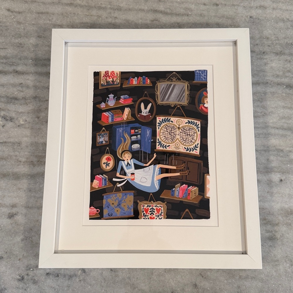 Rifle Paper Co. Framed Alice in Wonderland Falling Art Print - 12” x 14”
